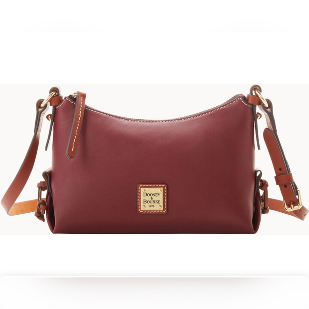 Dooney & Bourke Pennrouse Hobo Crossbody Burgundy Matte Leather Bag